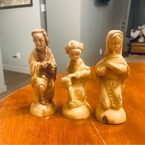 3‎ Vintage Hand Carved Olive Wood Statues